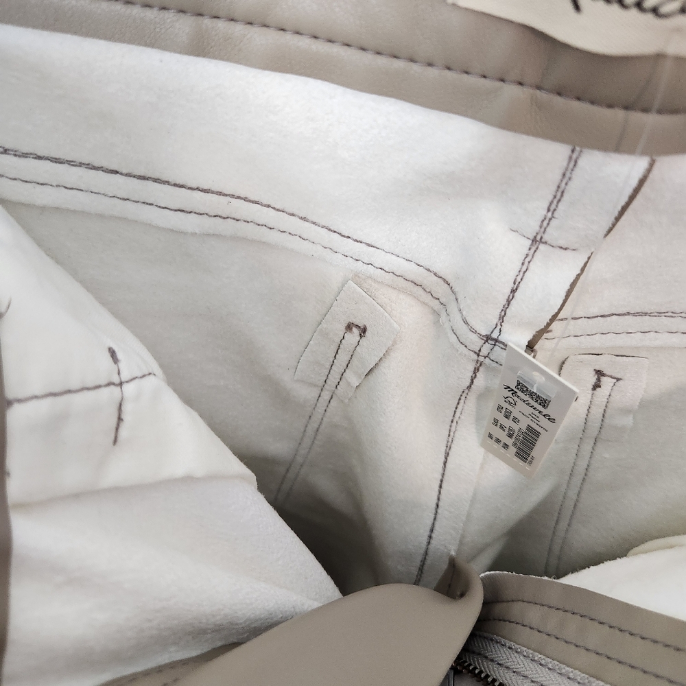 Madewell Faux Leather Pants The Perfect Vintage Straight Jean Size 29P Beige - Picture 10 of 13